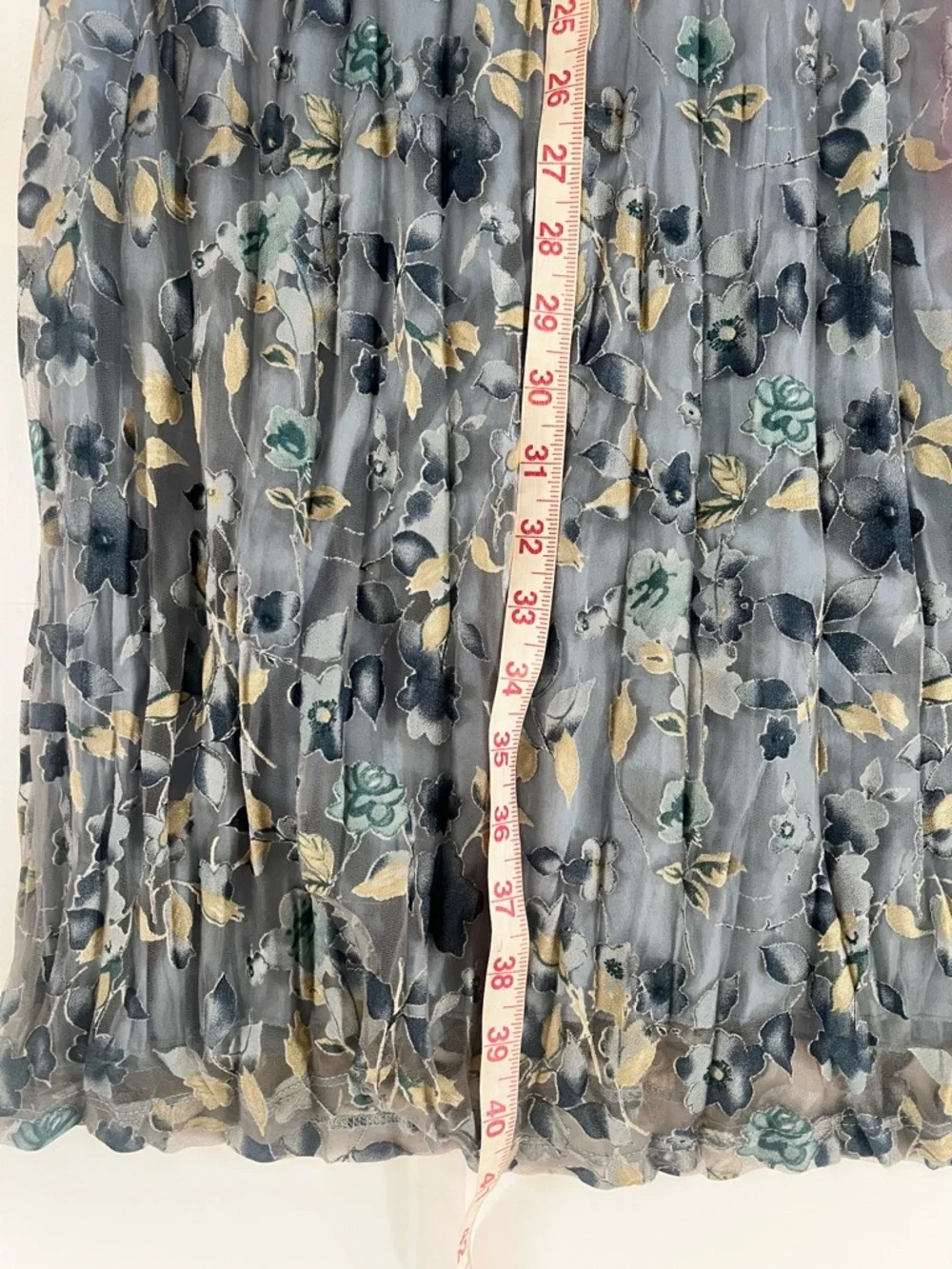 Vintage Y2K Blue Floral Embroidered Mesh Midi Dress Sz M Cottagecore Fairycore - Picture 9 of 11